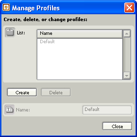 Image of Manage Profiles dialog box