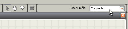 Image of the Toolbar showing the User Profile pull-down