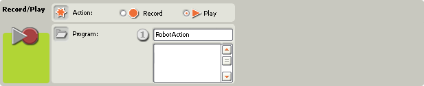 Image of the configuration pane for the Record/Play block set to play a recorded file
